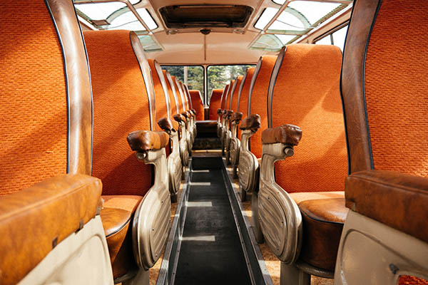 Interior of a charter bus